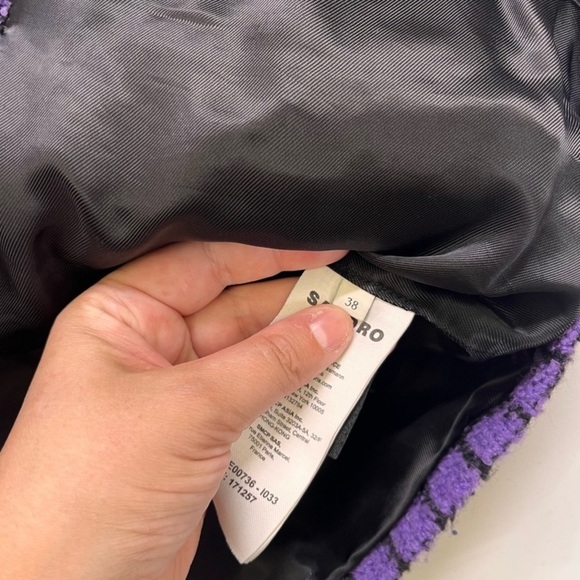 Sandro Simona Purple Tweed Double-Breasted Blazer 38/M/6 - Picture 6 of 10